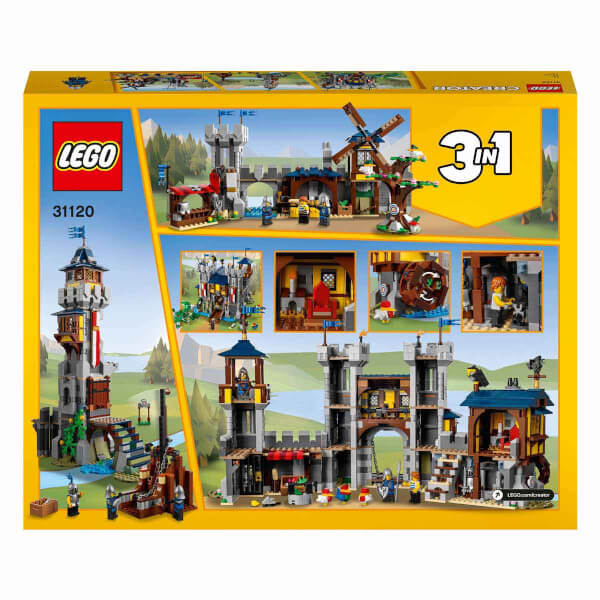 LEGO Creator 3’ü 1 Arada Ortaçağ Kalesi 31120 - Yaratıcı Çocuklar için Hendekli ve Köprülü Kale Oyuncak Yapım Seti(1426 Parça)