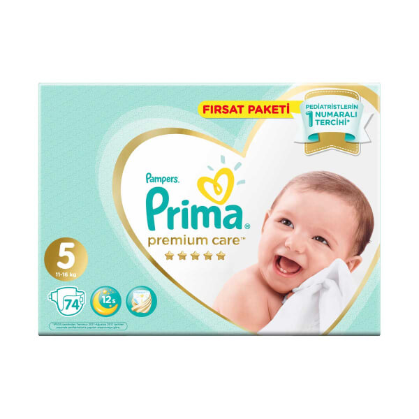 Prima Premium Care 74'lü Bebek Bezi Junior 5 Beden 11-16 Kg Fırsat Paketi 